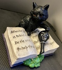 Nemesis Now Mischievous Feline Black Cat Figurine  Witches Spell Book pagan goth