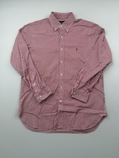 Ralph Lauren Dress Shirt Mens 16 32/33 Red Stripe Button Down Long Sleeve