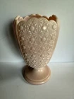 Fenton Cupped Daisy & Button Pink Pastel Milk Glass Vase Mint Hard To Find