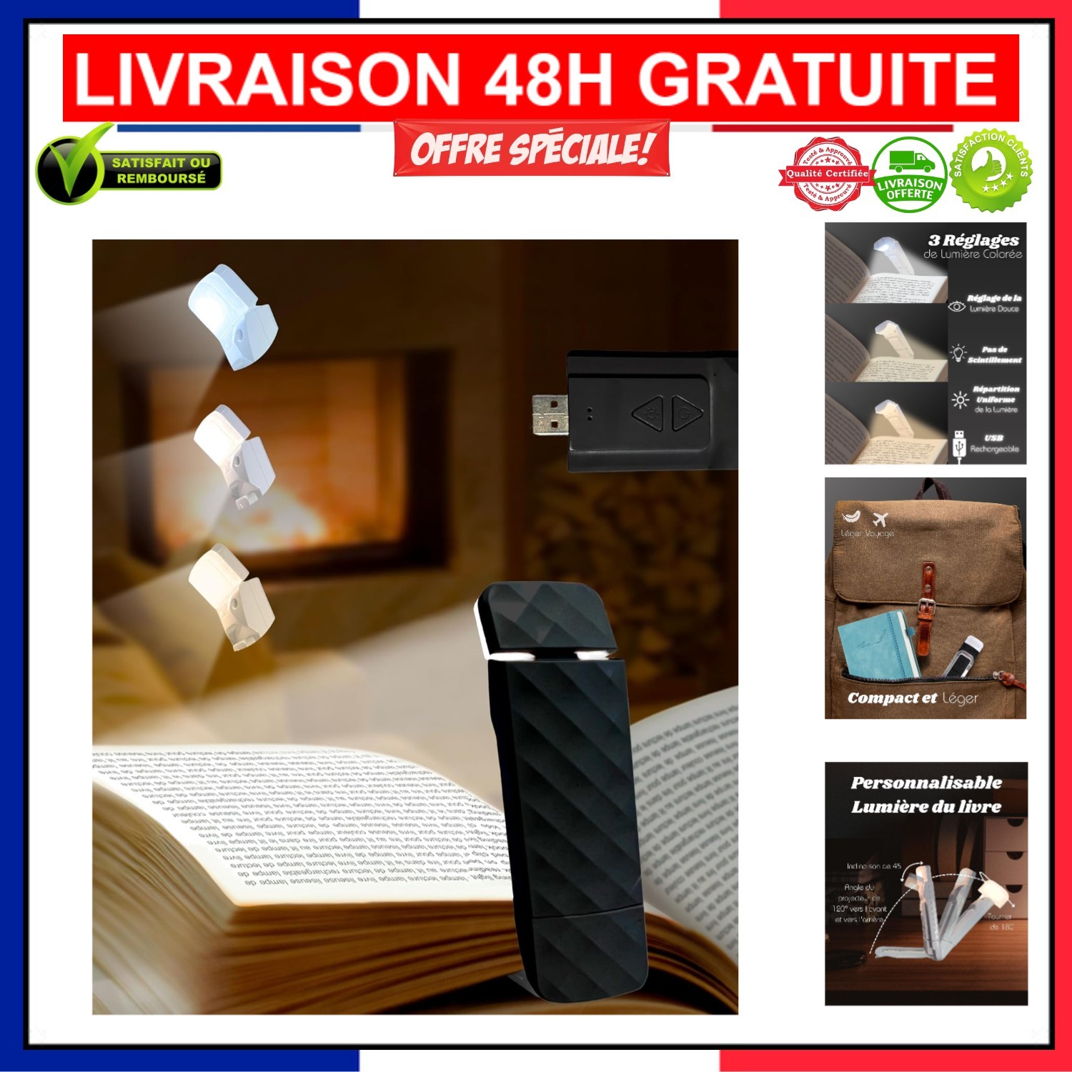 Liseuse compacte Runesol pour lecture de nuit et autonomie longue durée