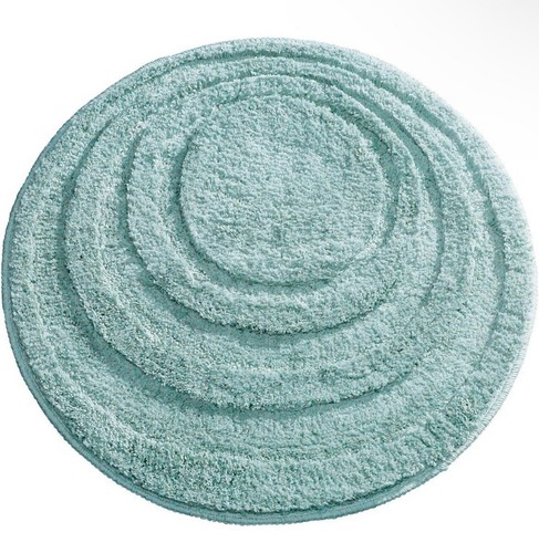 mDesign Round Microfiber Bathroom Spa Mat, Accent Rug 24” Diameter - Aqua