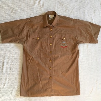 Rare VTG Joseph Ho Short Sleeve Button Down Shirt Crown Anchor Embroidery Size 8