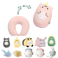 Kids Travel Pillow - 2-in-1 Deformable Kids Neck Pillow for Traveling, Soft U...