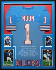 Framed Warren Moon Houston Oilers Pro Style Custom Stat Jersey BAS Authenticated