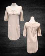 Lacoste Women's Vintage-styled Cream Pique Knit Scoop Neck Mini Shift Dress S