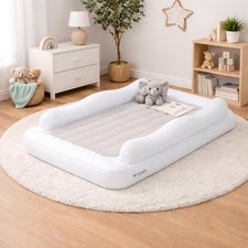 Inflatable Toddler Travel Bed with Safety Rail Bumpers, Portable Toddler Air ...