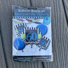 Anagram Foil Balloon Birthday Bouquet CELEBRATE 60 - Includes 5 Balloons