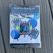 Anagram Foil Balloon Birthday Bouquet CELEBRATE 60 - Includes 5 Balloons