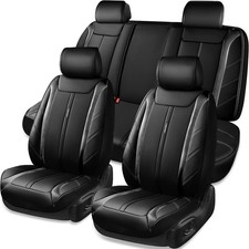 CAR PASS Luxury Faux Leather Seat Covers Full Set, Breathable Sporty Premium ...