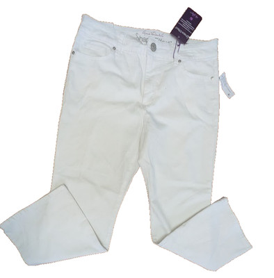 Gloria Vanderbilt Womens Wide Waistband High Rise Ankle Boot White Jeans 12 NWT