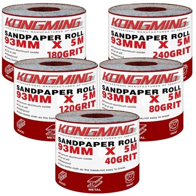 Schleifpapier Rolle 93mm x 5m Körnung 40 80 120 180 240 für Holz Metall