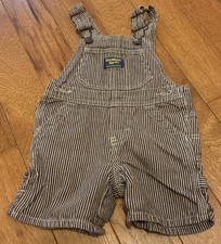 Vintage Oshkosh Bgosh Hickory Striped Railroad Vestback Overall Shortalls 12 MO