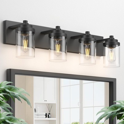 Bathroom Vanity Light Fixture, 4Light Modern Black Vanity Light Fixtures with...