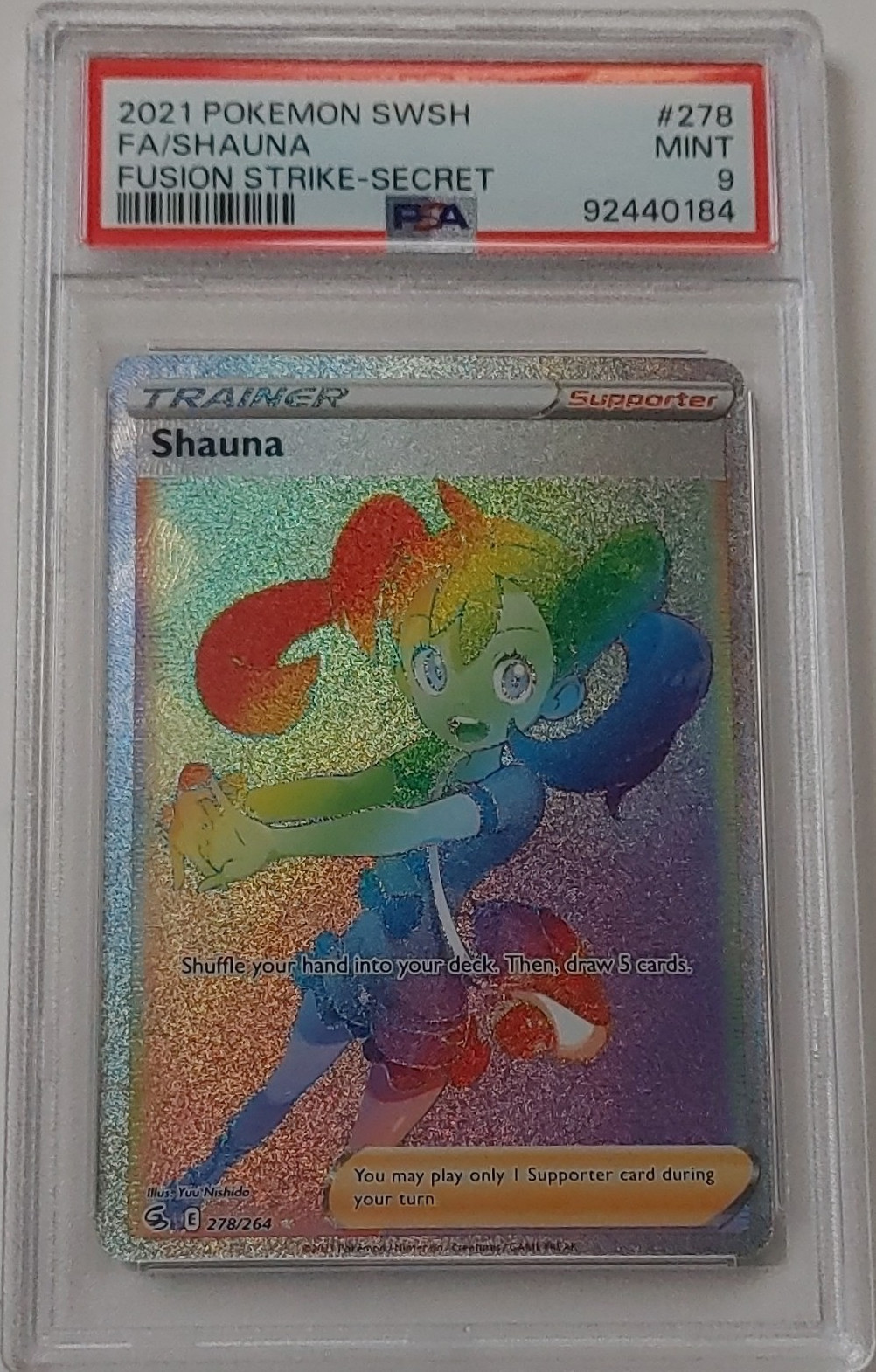 Pokémon TCG PSA 9 Shauna 278/264 Fusion Strike Secret Rare Holo (English)