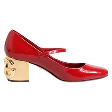 DOLCE & GABBANA Shoes Red Leather DG Logo Heels Sandals EU35.5 / US5 RRP 1130usd