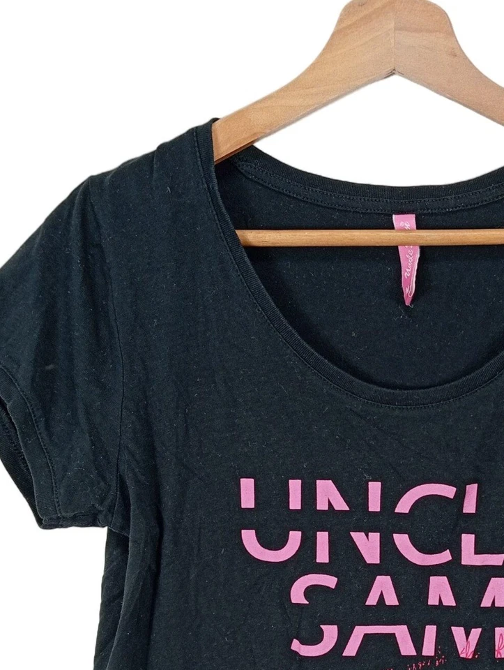 UNCLE SAM Camiseta estampada Mujeres Camisa Talla EU 38 negro look casual - Imagen 3 de 4