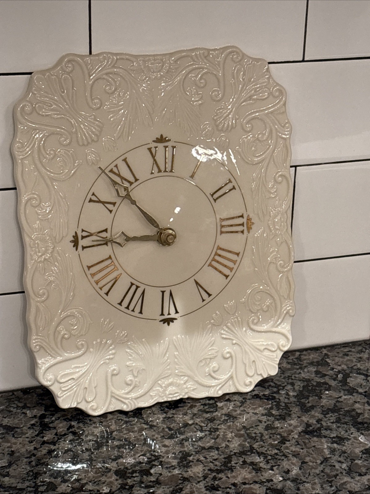 Vintage Lenox Porcelain Ivory With 24k Gold Fine China Wall Clock 9.5x8