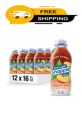 Snapple Zero Sugar Peach Tea, 16 fl oz recycled plastic bottle (Pack of 12)