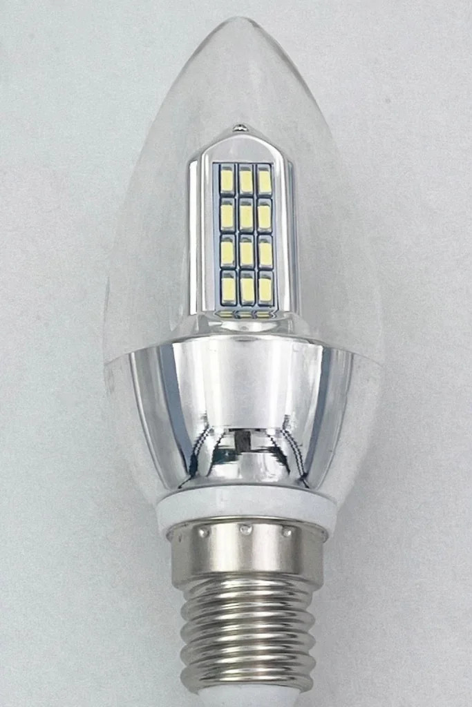 Light Bulb Clear 4w Chrome LED Candle Non Dimmable 2700K E14 330lm MiniSun 4272