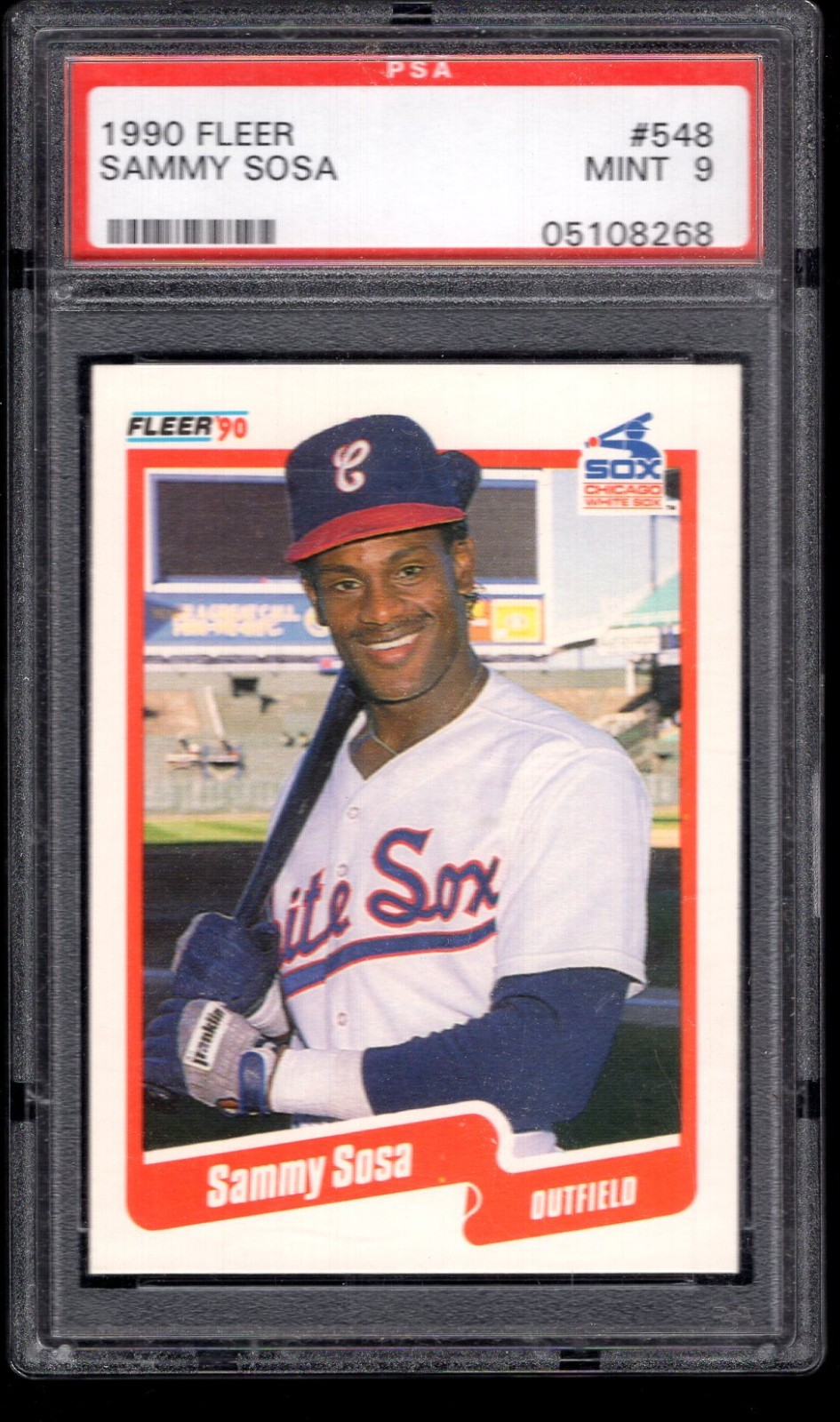 1990 FLEER #548 SAMMY SOSA RC PSA 9 WHITE SOX CUBS 05108268