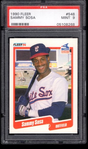 1990 FLEER #548 SAMMY SOSA RC PSA 9 WHITE SOX CUBS 05108268
