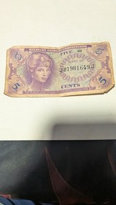 US Military Payment Certificate 5c Series 641 & 481 Military Currency