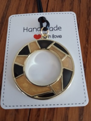 Black And Gold Stained Glass Circle Pendant