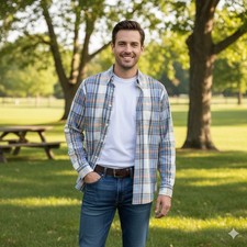 Chaps Mens Size Medum Custom Fit Shirt Plaid Long Sleeve Business Casual Preppy