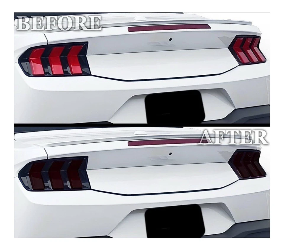 Fits Ford Mustang 2024-2025 Tail HeadLight Precut Smoked PPF Tint Taillight Film - Image 3 of 4