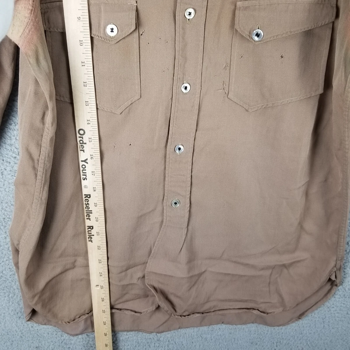 Vintage 1930s 1940s Pendleton Wool Gab Gabardine Slant Pocket Shirt M/L Flaws