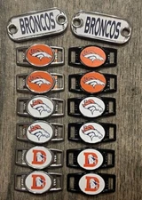 2~Denver Broncos NFL Paracord Charms Oval or Mini Dog Tag shoelace charms