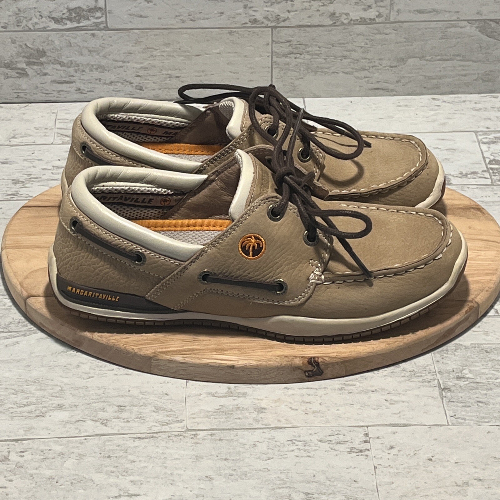 Margaritaville Women's "Caught" Tan Leather Boat Shoe… Gem