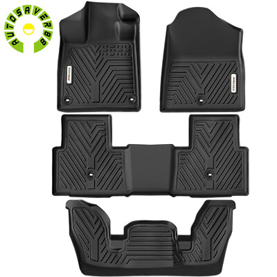 3D Floor Mats Full Liner For Honda Pilot 2023-2025 TPE All Weather 3 Row Liners