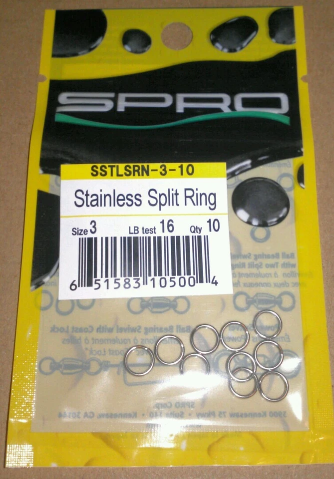 Spro SSTLSRN-3-10 Size 3 Stainless  Split Rings 16 lb test Qty 10 - Image 2 of 2