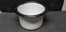 ENAMELWARE WHITE BLACK TRIM DOUBLE HANDLED STOCK POT 9.5" 