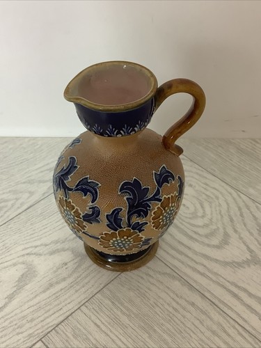Royal Doulton Salter Stoneware Painted Jug 1898-1899 Floral Fleur-de-lys @bri #D - Picture 2 of 11
