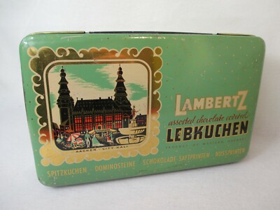 Vintage Export Advertising Tin Henry Lambertz Gingerbread Aachen Western Germany 
