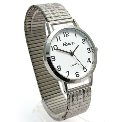 Ravel Herren Super Klar Quarz Uhr mit Spreizarmband Sil #23 R0201.01.1s
