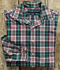 VINTAGE POLO RALPH LAUREN CLASSIC FIT PLAID SHIRT MULTI MENS MEDIUM EXCELLENT
