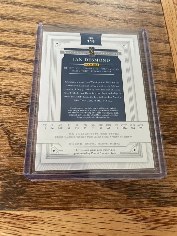 2016 Panini National Treasures - #118 Ian Desmond /99 (MEM) - Image 2 of 2