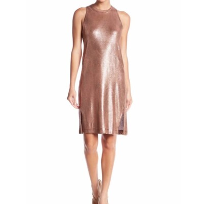 Splendid Dress Rose Gold Coated Knit Dress Sleeveless Side Slits SZ S New |  eBay