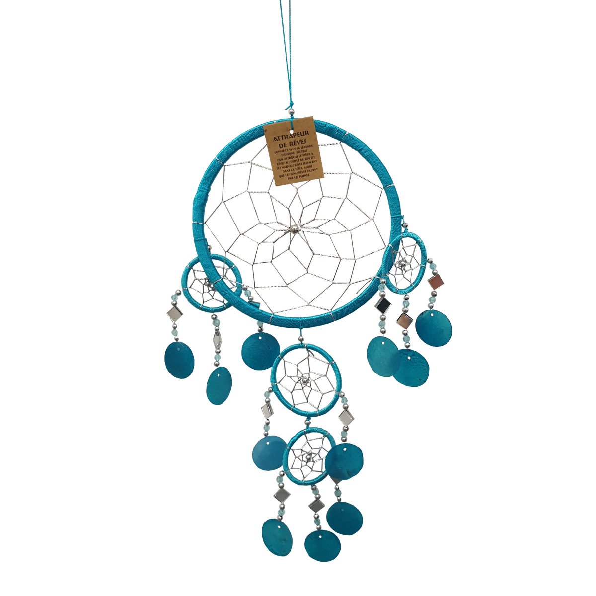 Vie Naturals Handmade Capiz Dream Catcher Without Feathers Size 16 Cm  Turquoise