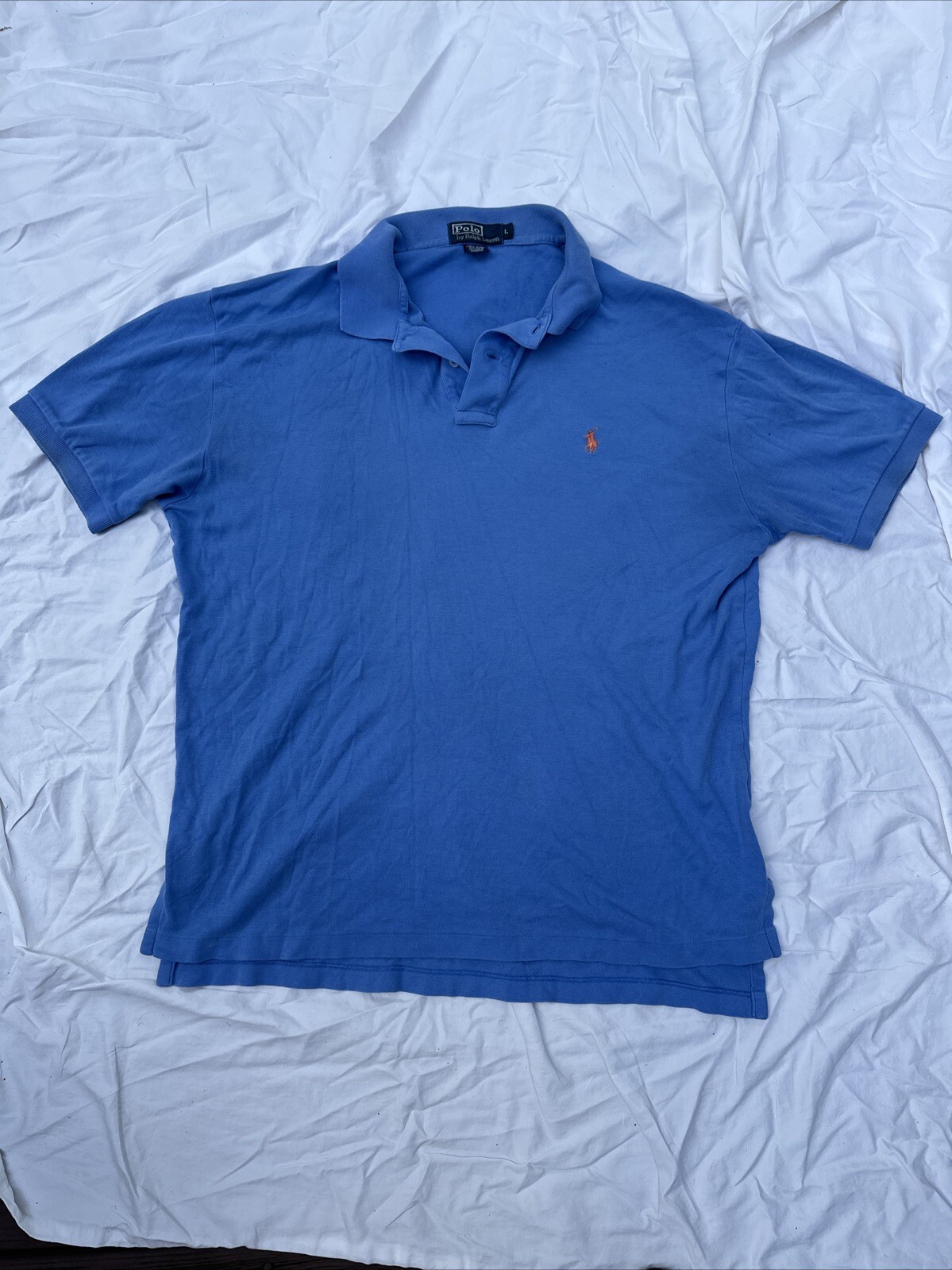Polo Ralph Lauren Camicia Uomo Taglia Large Blu Chiaro Pony Logo Manica Corta LEGGI