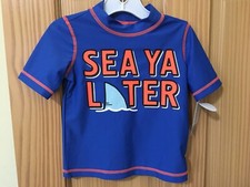 NWT Carter's Shark Rash Guard Shirt Top Boy UPF 50 Blue Size 2T,3T,4T,