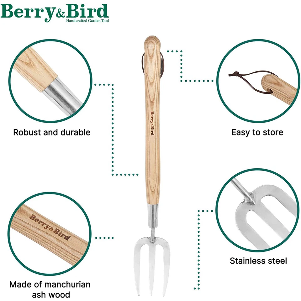 Berry&Bird Gardening Hand Fork 22.6'' Long Handle Weed Fork For Digging Planting - Image 3 of 4
