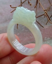 Certified Green Natural A JADE Jadeite Dragon Pi Xiu RING USA. 8.75    531530