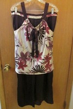 Gilligan O'Malley Plum flowered Satin sleeveless 2 Piece Pajama Set sz. L