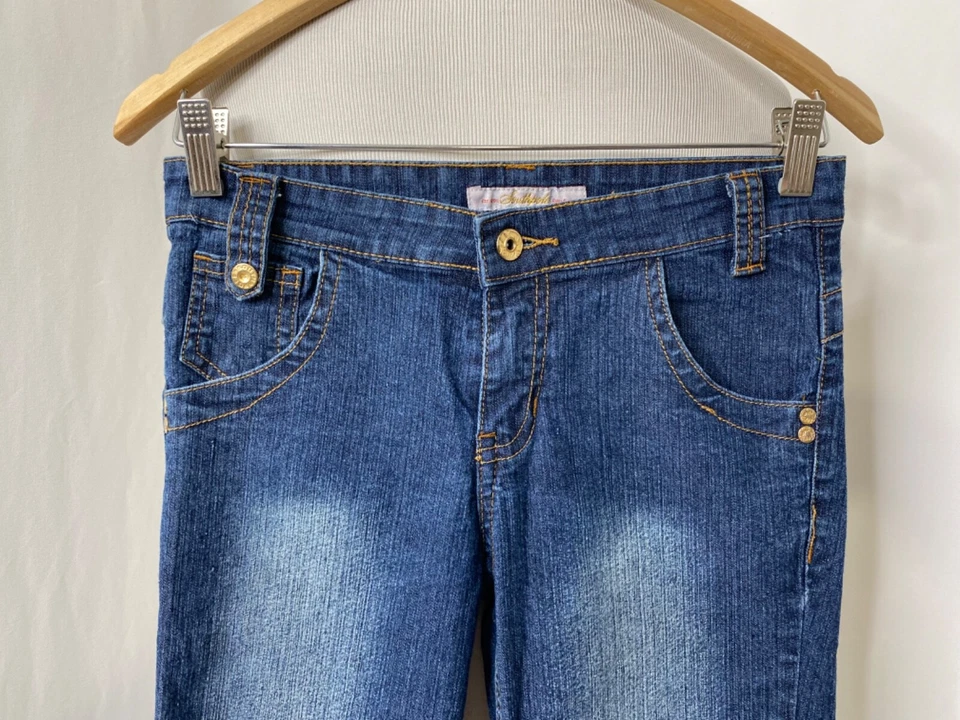 Jeans Capri Niñas 14 X 20.5 Polo Sur Azul y Dorado Bordados 5 Bolsillos Foto 3 de 4