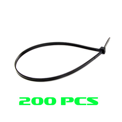 200 PACK 8'' INCH ZIP TIES NYLON BLACK 50 LBS WIRE CABLE TIE-WRAP SELF-LOCK LOOP
