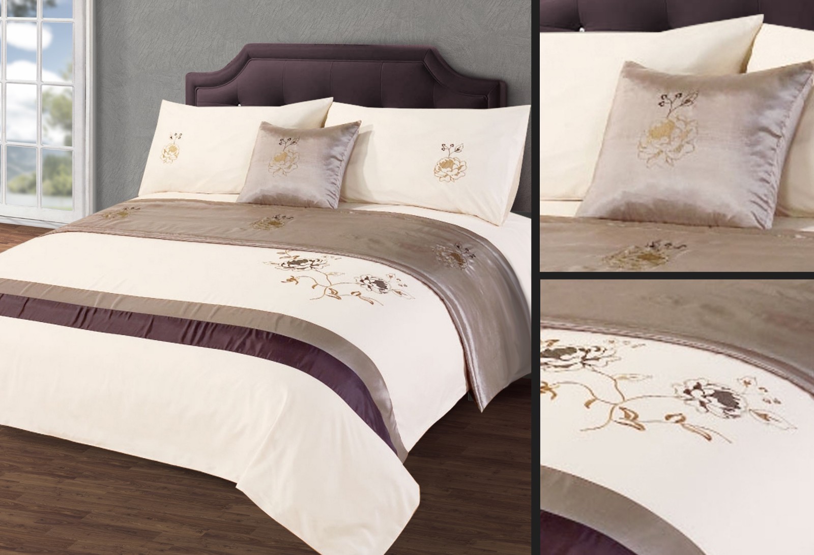 Complete Bedding Set Bed in Bag 5pc Duvet Cover Cushion Runner Luxury